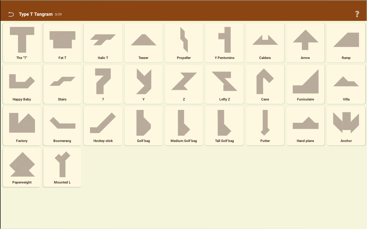 Plywood Tangram Easy Puzzle Set